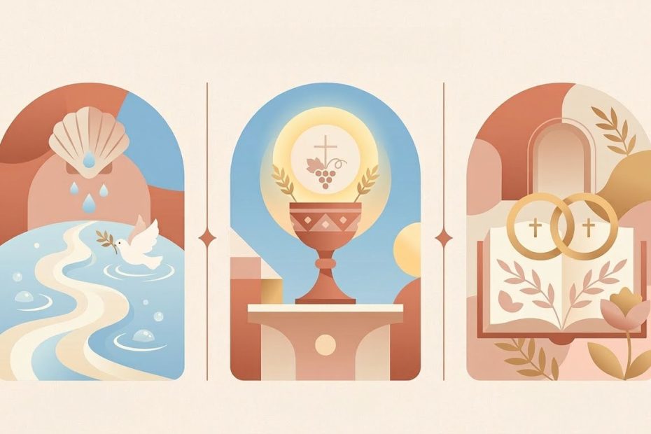 Sacrements et Événements de Vie - Illustration prière catholique